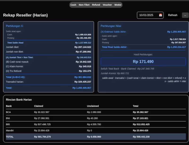 Addon Rekapan OtomaX Lengkap dengan Fitur Operator